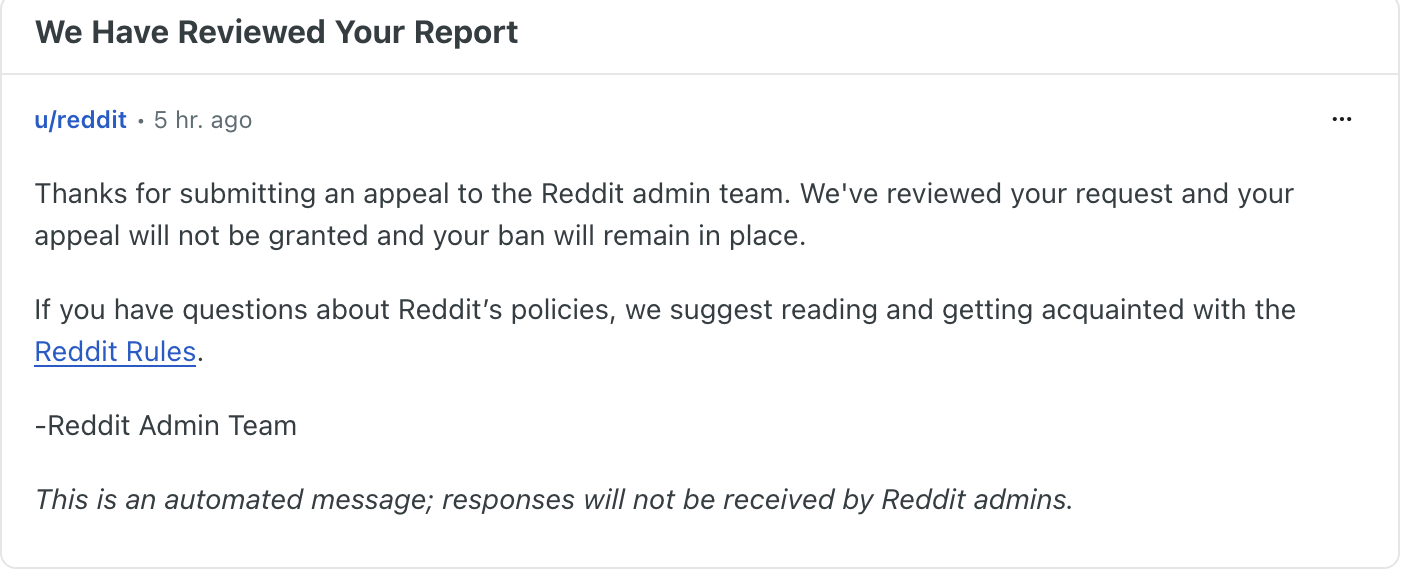 Being Permanently banned from Reddit